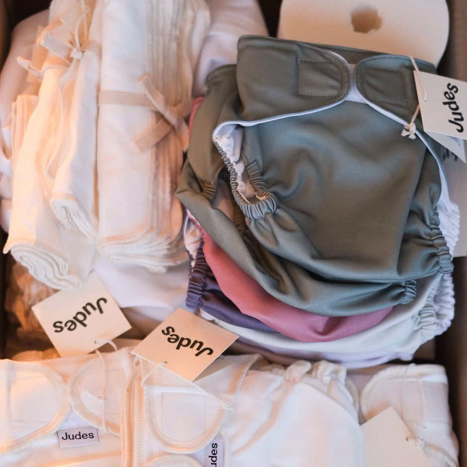 Judes cloth diapers and accessories in cloth diaper subsidy package