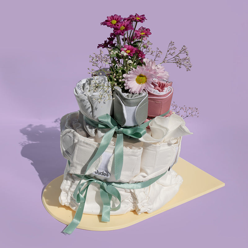 Judes windeltorte stoffwindeln mit Blumen und Schleifen