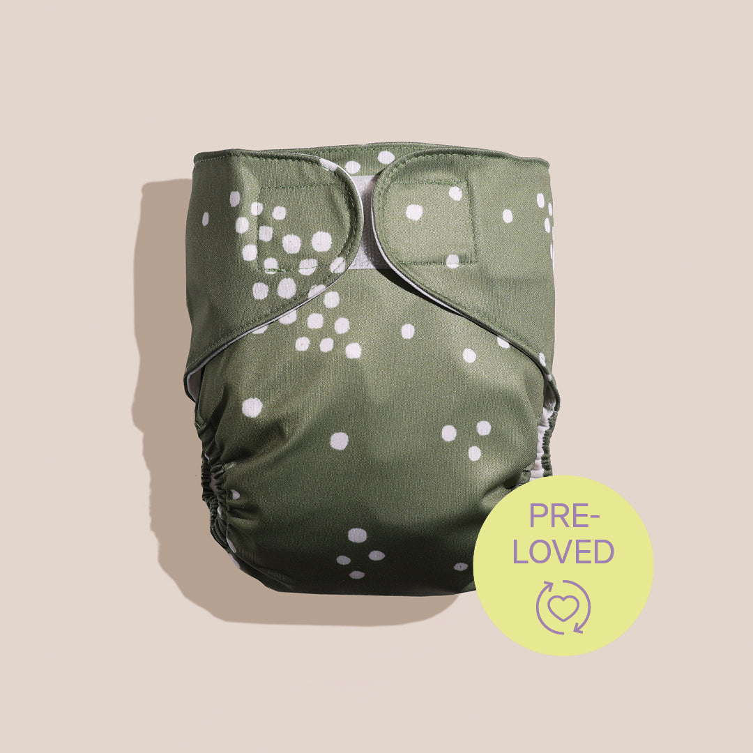 Pre-loved cover for Judes Cloth Diaper in Kale Dots